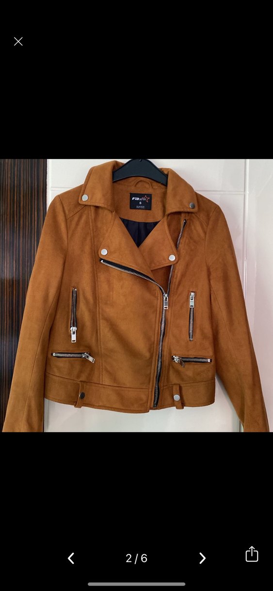 Kahverengi Süet Biker Kadın Ceket - Görsel 2