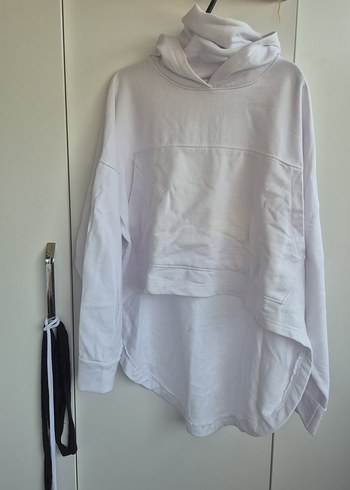 Kadın Gri Yüksek Yakalı Uzun Kollu Sweatshirt