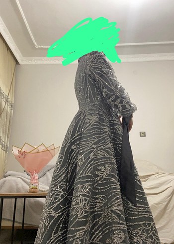 Uzun Gri Yılan Desenli Drapeli
Nişan abiye düğün abiye - Görsel 4