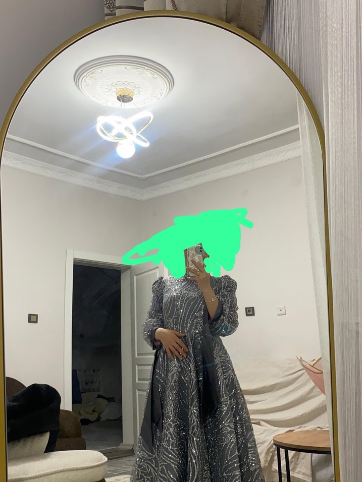 Uzun Gri Yılan Desenli Drapeli
Nişan abiye düğün abiye - Görsel 5