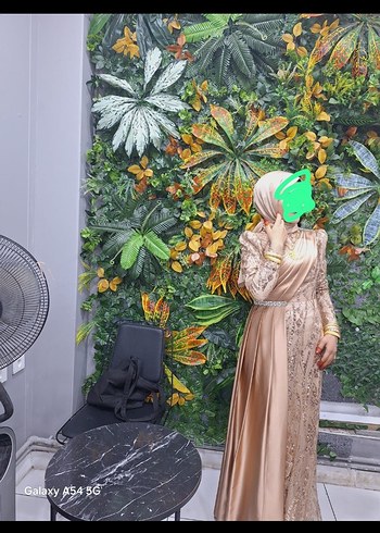 Bej Uzun Kollu Drapeli Kadın Hint Elbisesi - Görsel 2