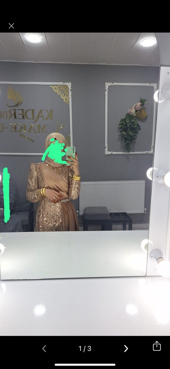 Bej Uzun Kollu Drapeli Kadın Hint Elbisesi - Görsel 3