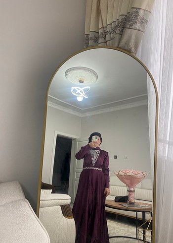 Drapeli Uzun Mor Kadın Abiye Elbise - Görsel 4