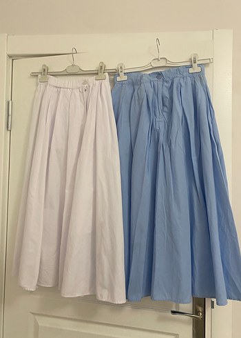 Beyaz Piliseli Maxi Keten Etek - Görsel 2