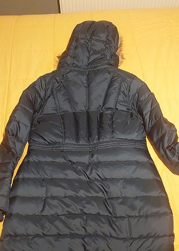 Levis marka uzun kadın kürklü şişme mont - Görsel 3