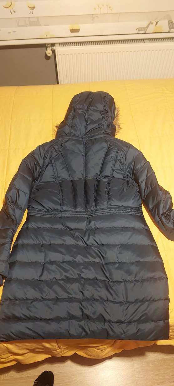 Levis marka uzun kadın kürklü şişme mont - Görsel 3