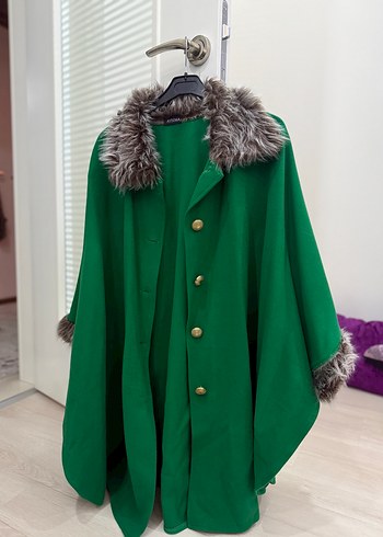 Kürklü Yeşil Kadın Uzun Kaban - Görsel 2