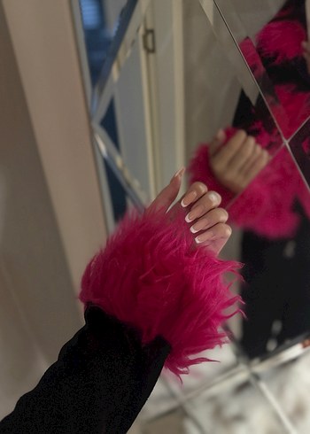 Pembe Kürk ceket M/L beden - Görsel 2