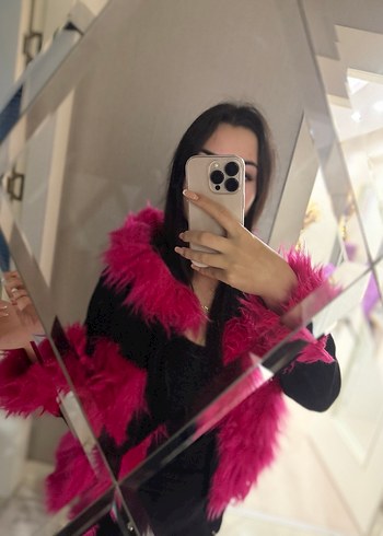 Pembe Kürk ceket M/L beden - Görsel 4