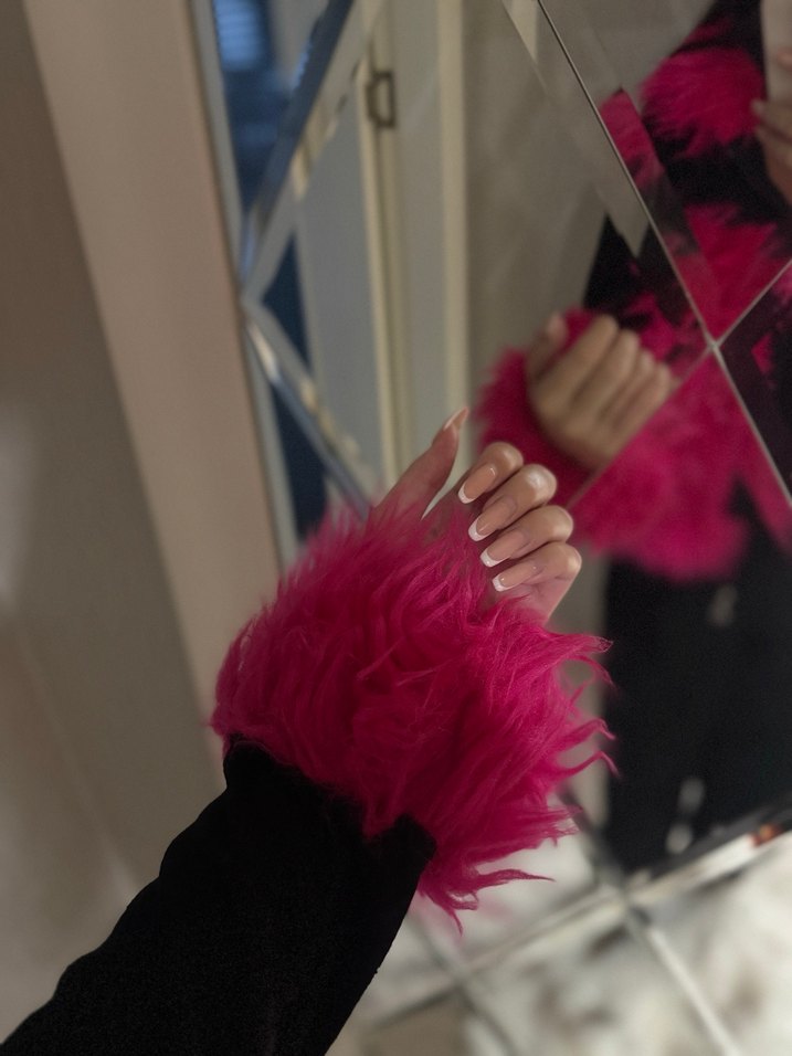 Pembe Kürk ceket M/L beden - Görsel 2