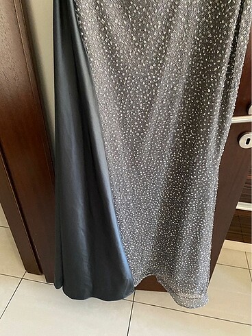 tül taşlı tel omuz abiye - Görsel 5