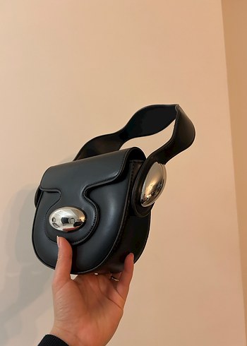 Siyah Deri,Tokalı Kadın Çanta - Görsel 3