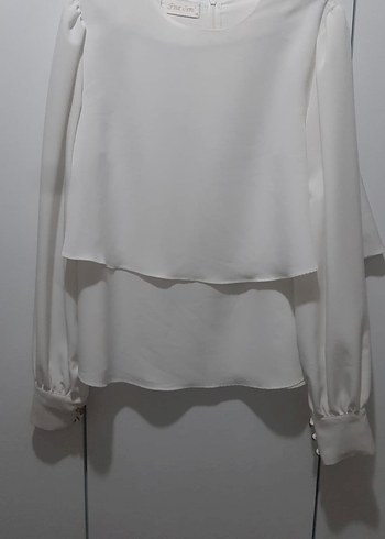 Nakışlı Beyaz Uzun Keten Etek buluz  takım 1 defa giyildi - Görsel 7