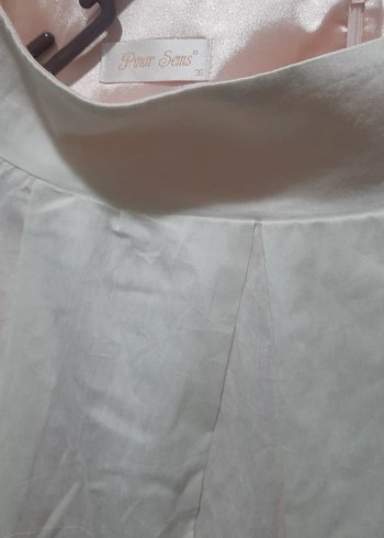 Nakışlı Beyaz Uzun Keten Etek buluz  takım 1 defa giyildi - Görsel 4