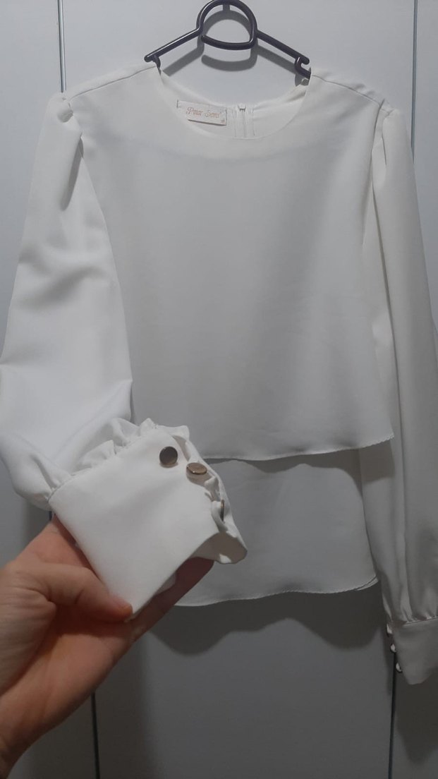 Nakışlı Beyaz Uzun Keten Etek buluz  takım 1 defa giyildi - Görsel 5