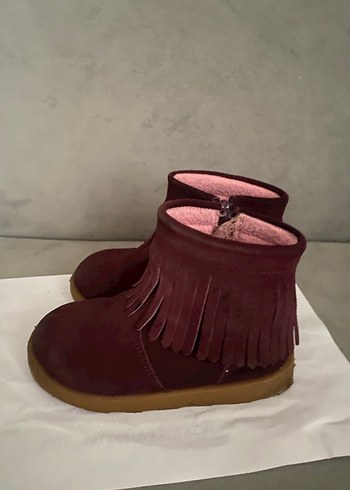 Bordo Süet Püsküllü Kız Botu