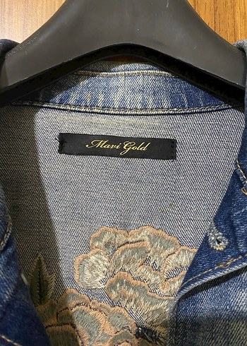 m Beden mavi Renk Nakışlı Mavi Kadın Denim Ceket