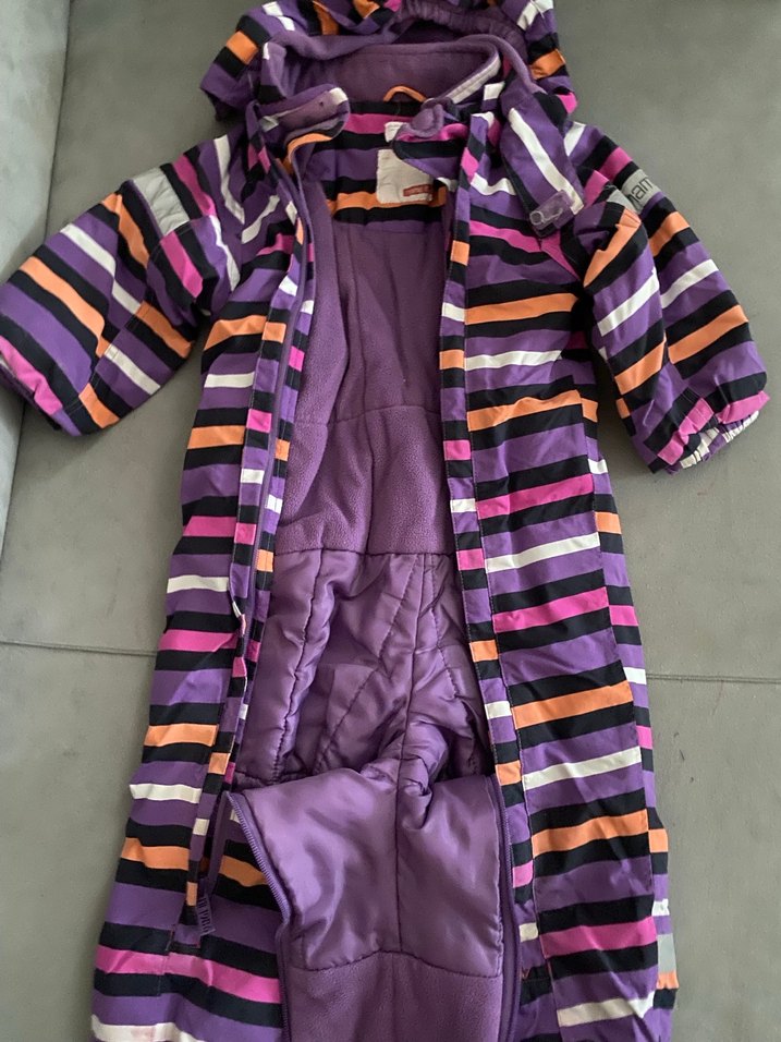 Mor Çizgili Bebek Kayak Tulumu - Görsel 3