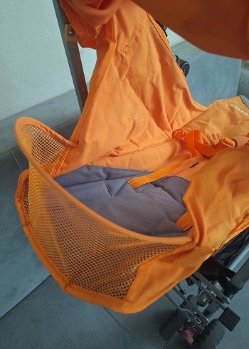 Turuncu Bebek Arabası Gri Detaylı - Görsel 2