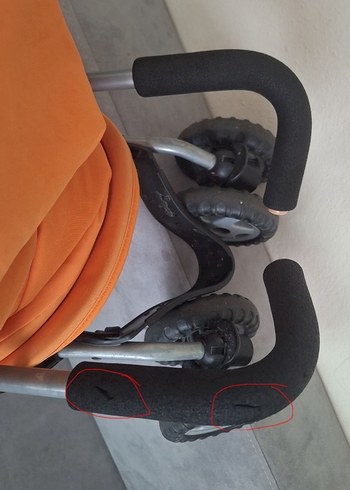 Turuncu Bebek Arabası Gri Detaylı - Görsel 4