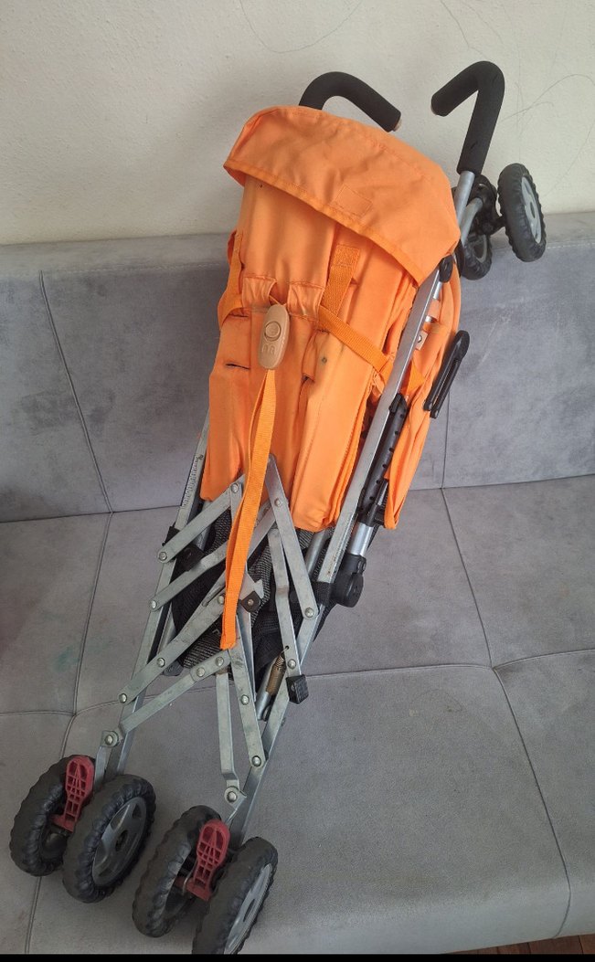 Turuncu Bebek Arabası Gri Detaylı - Görsel 5