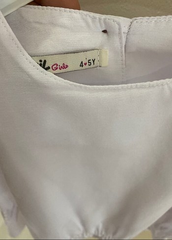 Kız Çocuk Beyaz Keten Uzun Kollu Bluz - Görsel 2