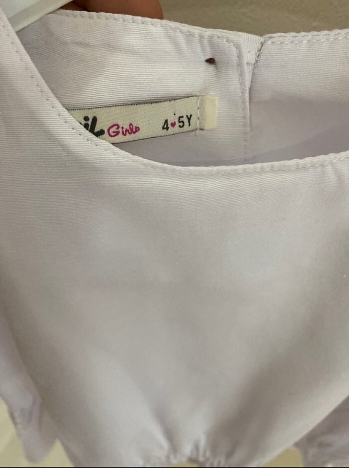 Kız Çocuk Beyaz Keten Uzun Kollu Bluz - Görsel 2