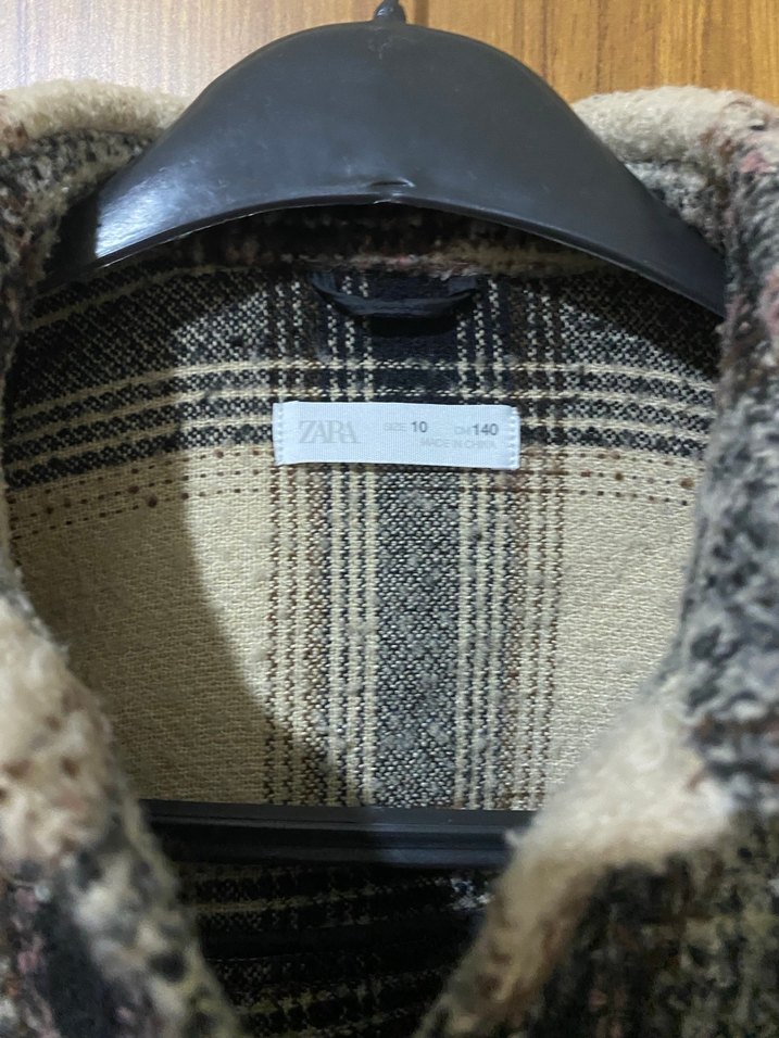 Düğmeli Kahverengi Ekose Yün Gömlek - Görsel 2