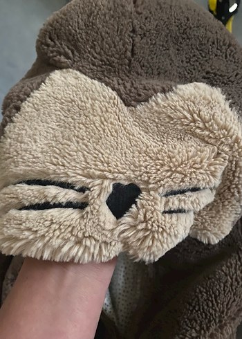 Kız Çocuk Kahverengi Kapüşonlu Peluş Ceket - Görsel 5