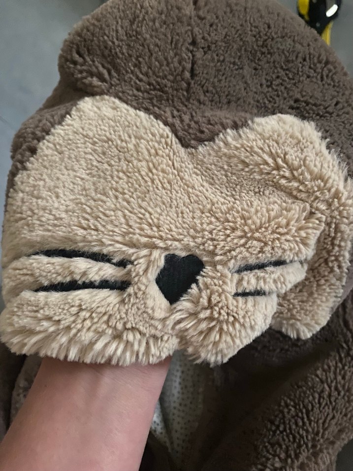 Kız Çocuk Kahverengi Kapüşonlu Peluş Ceket - Görsel 5