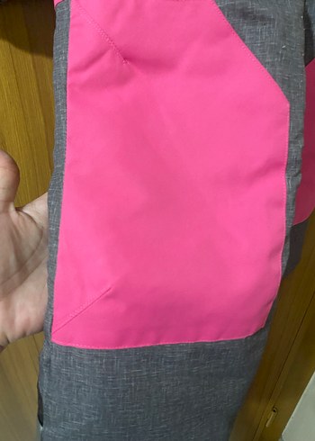 Kız Çocuk Gri-Pembe Fermuarlı Mont ve Pantolon - Görsel 3