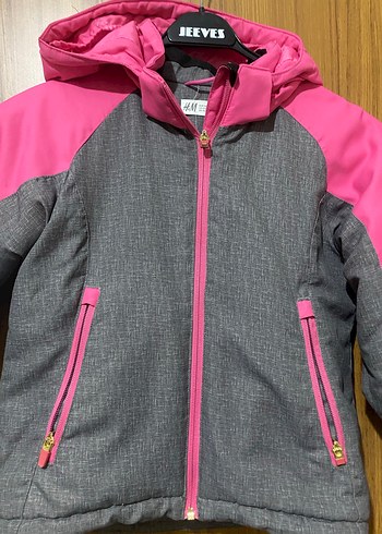 Kız Çocuk Gri-Pembe Fermuarlı Mont ve Pantolon - Görsel 7