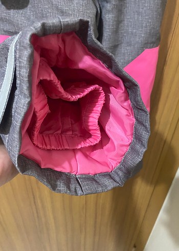 Kız Çocuk Gri-Pembe Fermuarlı Mont ve Pantolon - Görsel 2