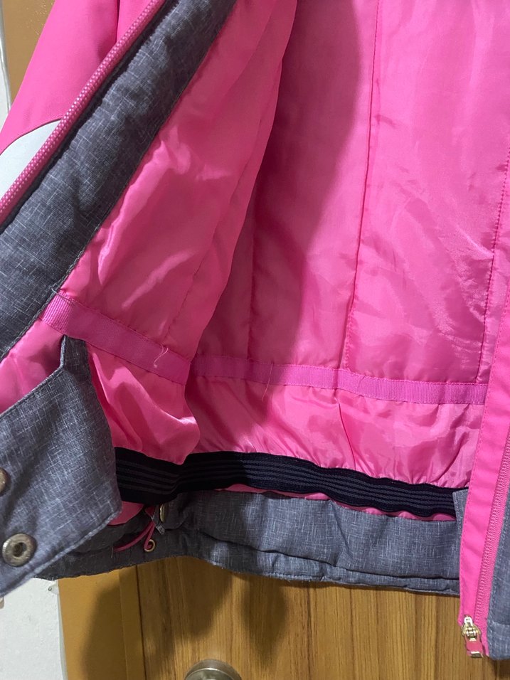 Kız Çocuk Gri-Pembe Fermuarlı Mont ve Pantolon - Görsel 5