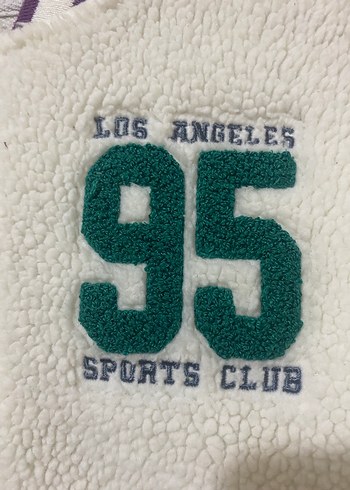 Beyaz Peluş Ceket, Baskılı, Rahat Kesim - Görsel 4