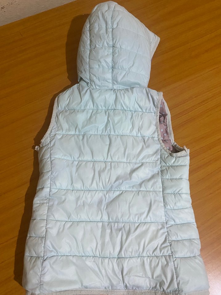 Kız Çocuk Kapüşonlu Fermuarlı Bej Yelek - Görsel 3