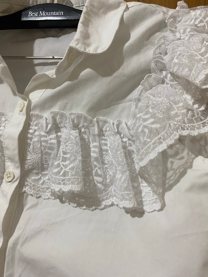 Kızlar için Beyaz Fırfırlı Kolsuz Gömlek - Görsel 4