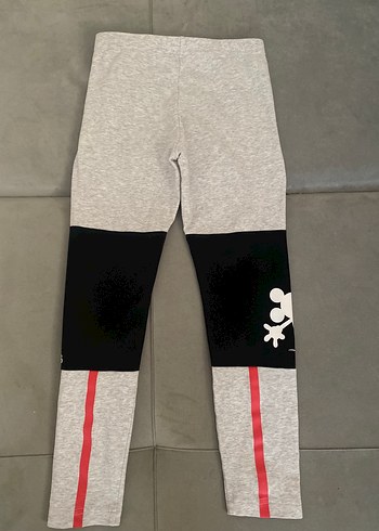 9 Yaş Beden Kız Çocuk Gri Baskılı Tayt Velcro