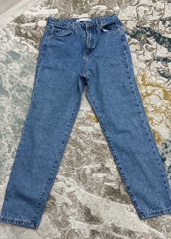 Koton Mavi Bağlama Desenli Regular Fit Kadın Jean