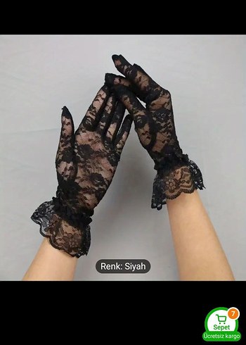 Siyah Dantel Gotik Kadın Eldiveni