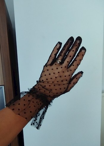 Dantel Detaylı Siyah Gotik Kadın Eldiveni sıfır ürün - Görsel 3