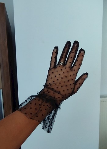 Dantel Detaylı Siyah Gotik Kadın Eldiveni sıfır ürün - Görsel 2