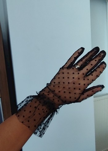 Dantel Detaylı Siyah Gotik Kadın Eldiveni sıfır ürün - Görsel 4