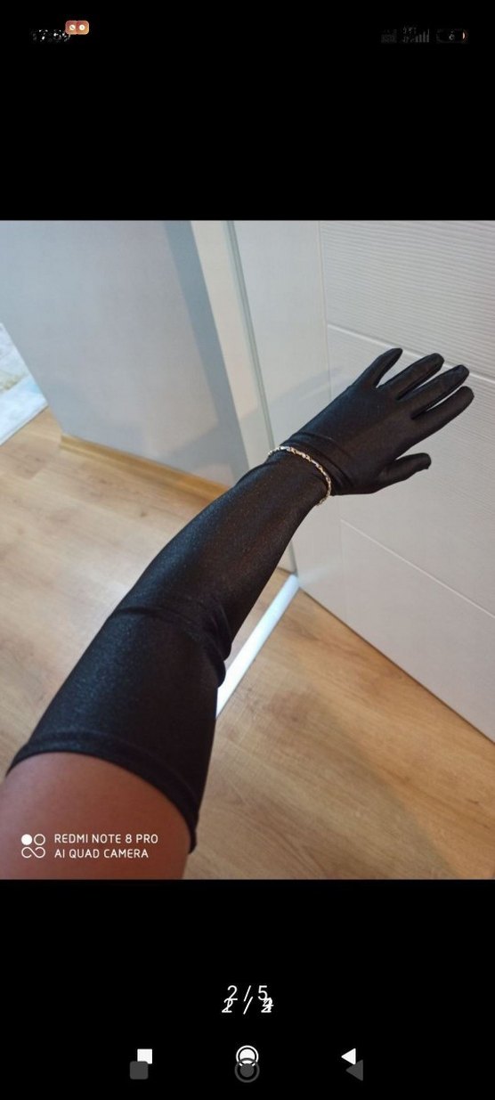 Saten siyah Kadın Eldiven sıfır ürün - Görsel 2