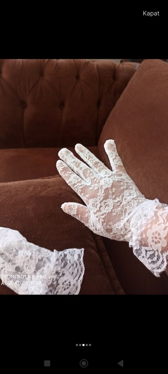 Beyaz Dantel Kadın Eldiveni sıfır ürün - Görsel 2