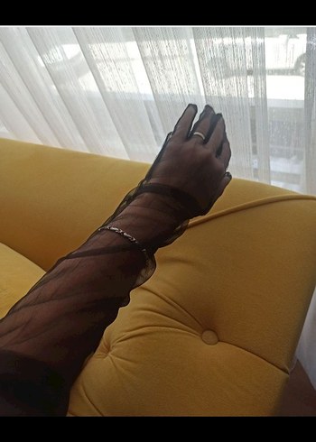 uzun siyah transparan Kadın Eldiveni sıfır ürün - Görsel 2