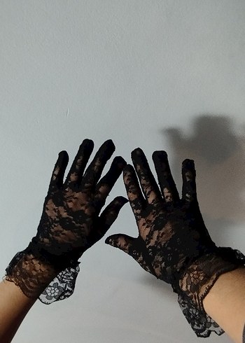 Dantel Detaylı Siyah Gotik Kadın Eldiveni - Görsel 3