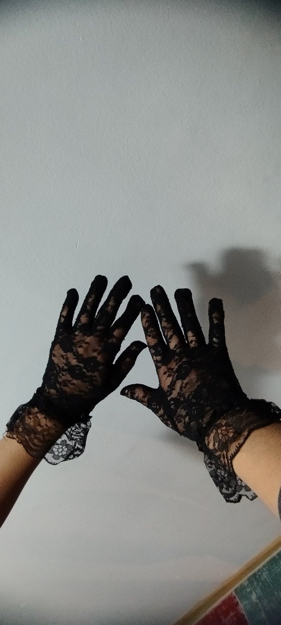 Dantel Detaylı Siyah Gotik Kadın Eldiveni - Görsel 3