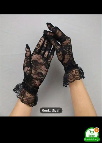 Siyah vualet ve Dantel Kadın Eldiven sıfır ürün - Görsel 5
