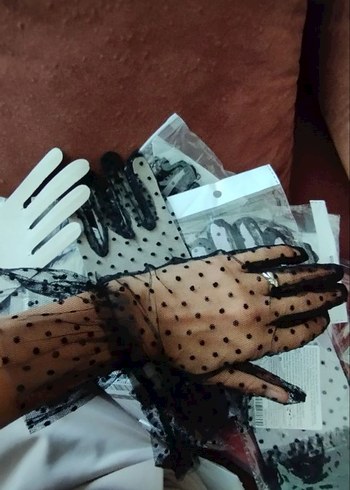 siyah vualet ve puantiyeli tül eldiven sıfır ürünler - Görsel 3